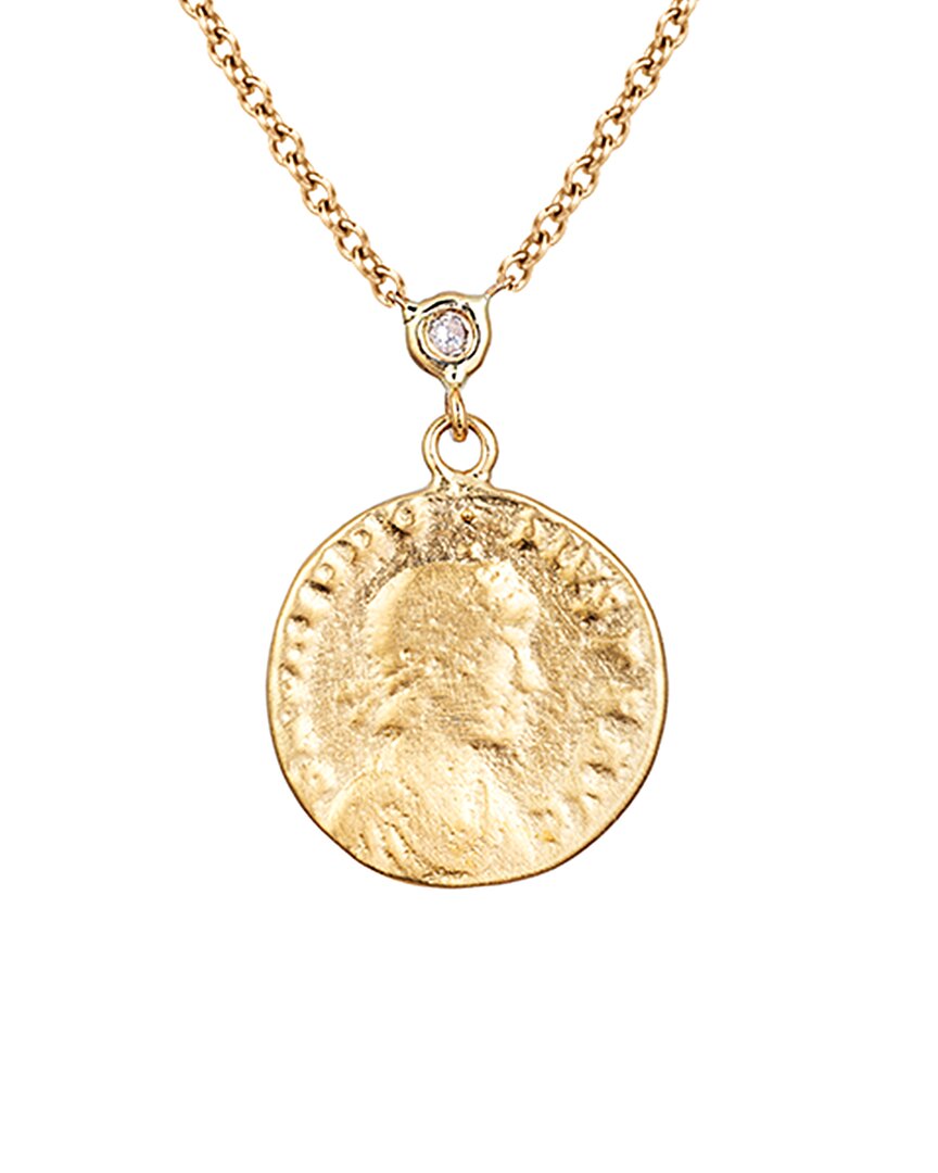 Ariana Rabbani 14k 0.03 Ct. Tw. Diamond Roman Coin Necklace In Gold