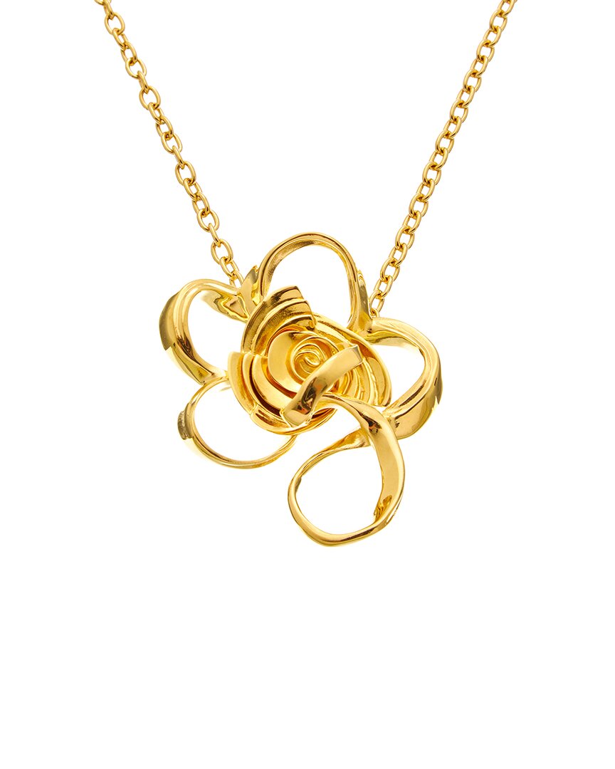 Oscar De La Renta Large Geometric Rose Necklace In Gold