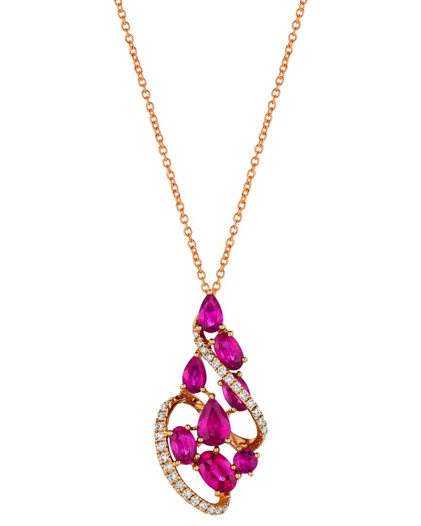 Le Vian 14k Rose Gold 2.55 Ct. Tw. Diamond & Ruby Pendant Necklace