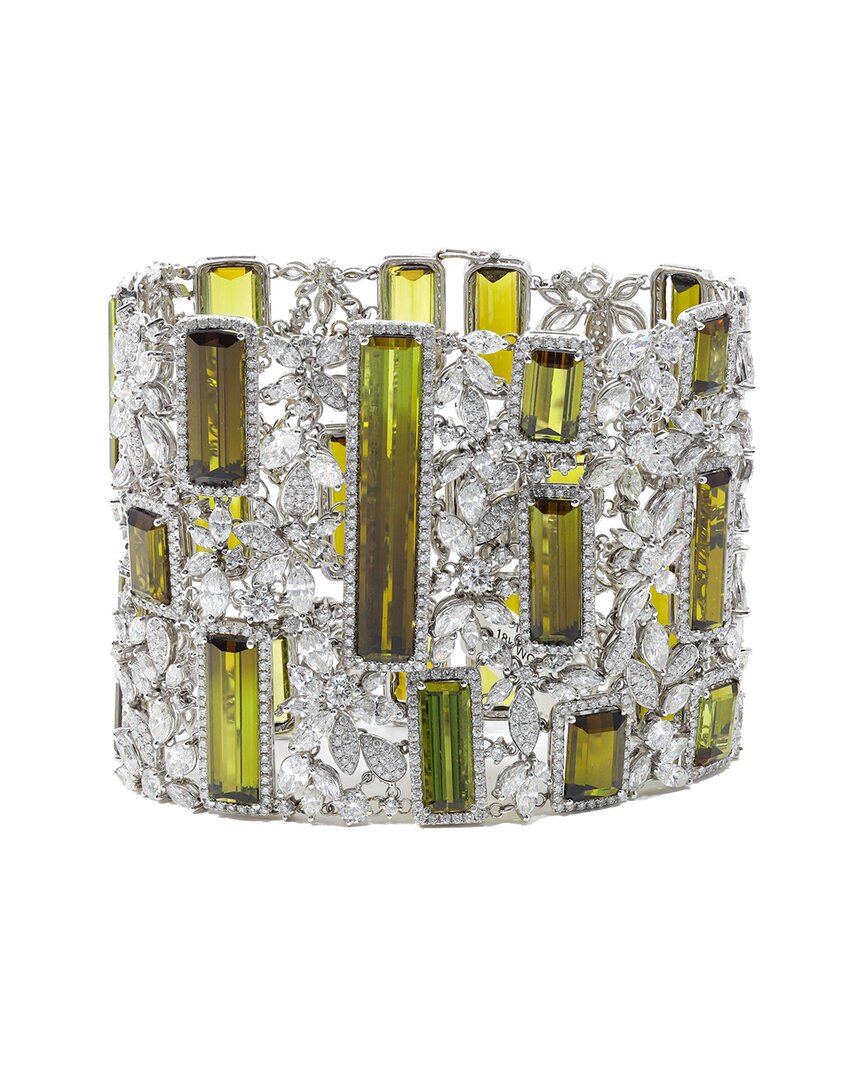 Diana M. Fine Jewelry 18k 395.52 Ct. Tw. Diamond & Peridot  Bracelet