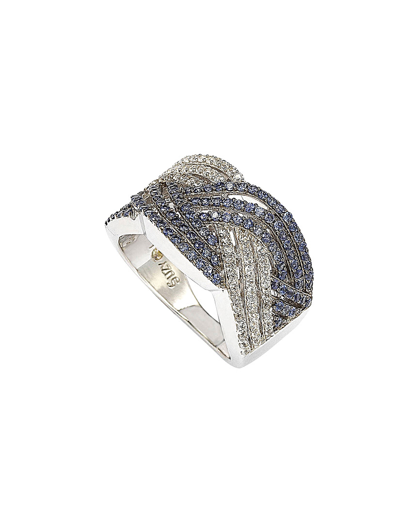Suzy Levian Silver 2.00 Ct. Tw. Blue Sapphire Ring