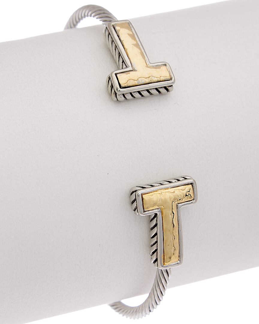 Juvell 18k Two-tone Plated Twisted Cable Flexible Bangle