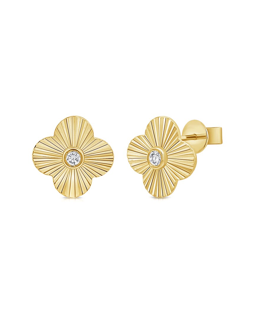 Sabrina Designs 14k 0.07 Ct. Tw. Diamond Flutes Clover Stud Earrings In Gold