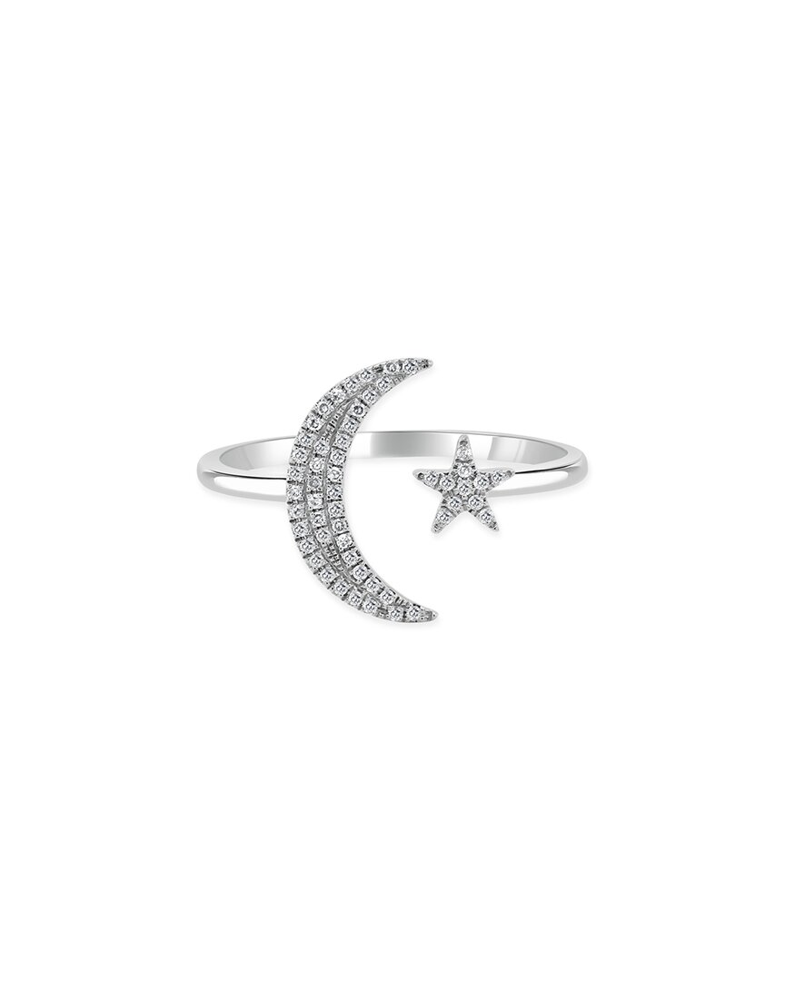 Sabrina Designs 14k 0.14 Ct. Tw. Diamond Open Moon & Star Ring In Metallic
