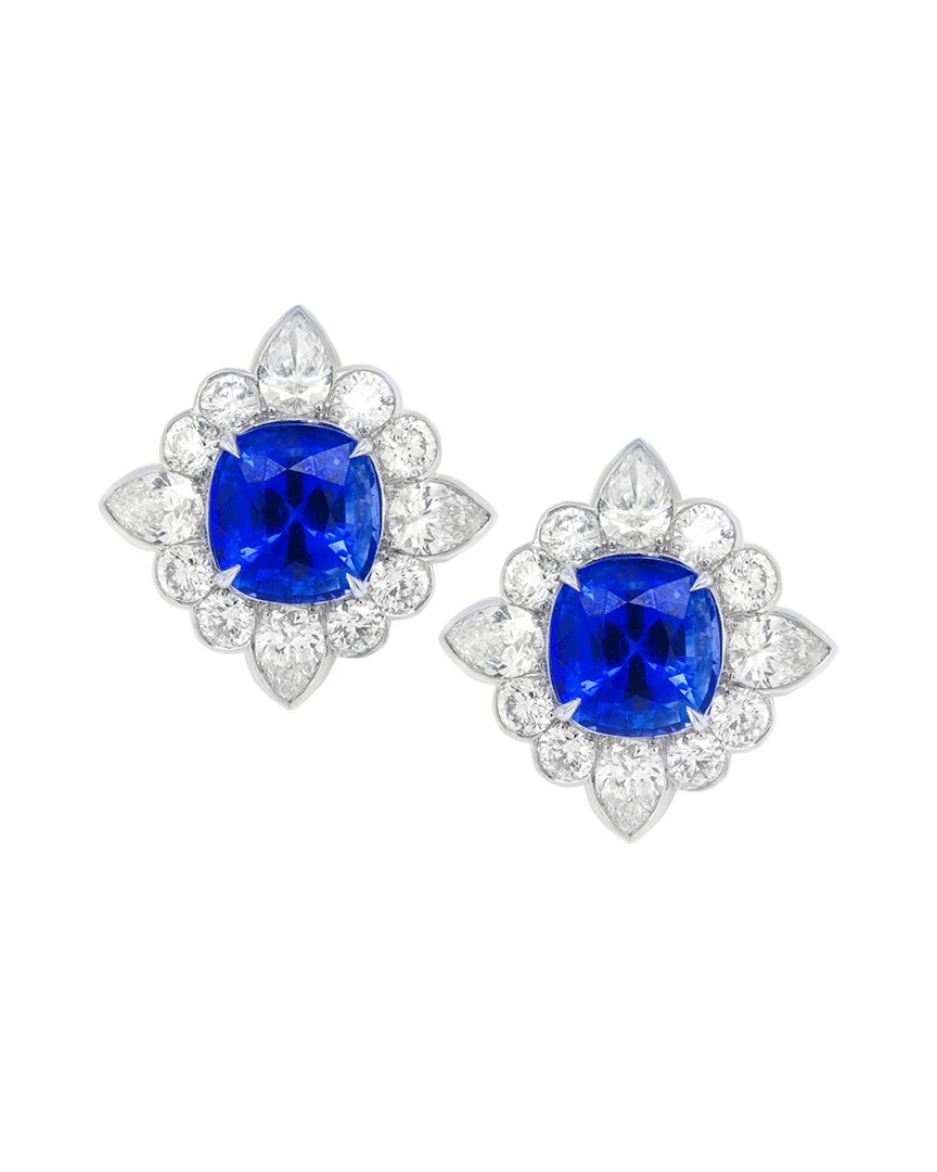 Diana M. Fine Jewelry Platinum 2.60 Ct. Tw. Diamond & Sapphire Earrings