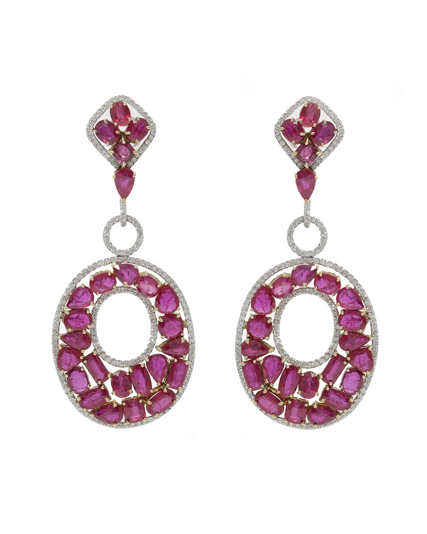Diana M. Fine Jewelry 18k 60.85 Ct. Tw. Diamond & Ruby Earrings