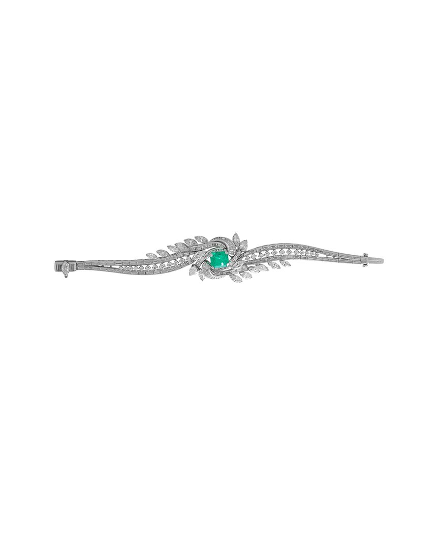 Diana M. Fine Jewelry Platinum 13.50 Ct. Tw. Diamond & Emerald Bracelet