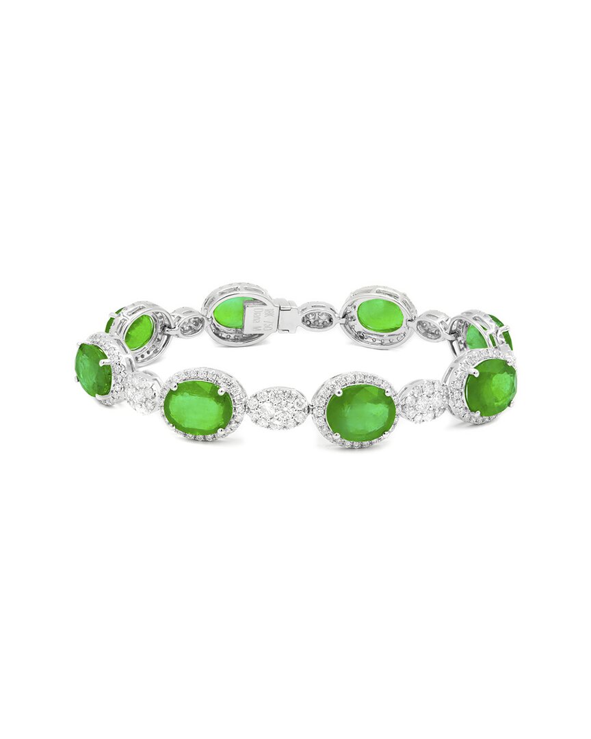 Diana M. Fine Jewelry 18k 4.22 Ct. Tw. Diamond & Emerald Bracelet