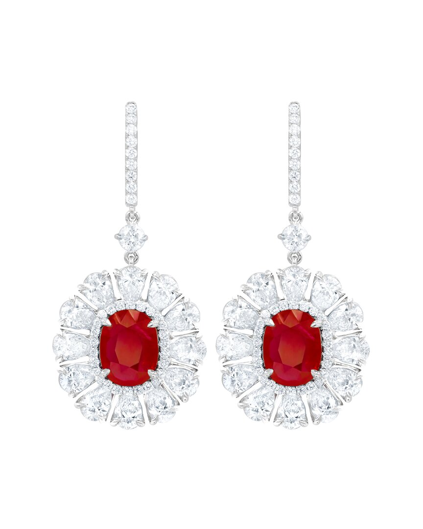 Diana M. Fine Jewelry 18k 8.30 Ct. Tw. Diamond & Ruby Earrings