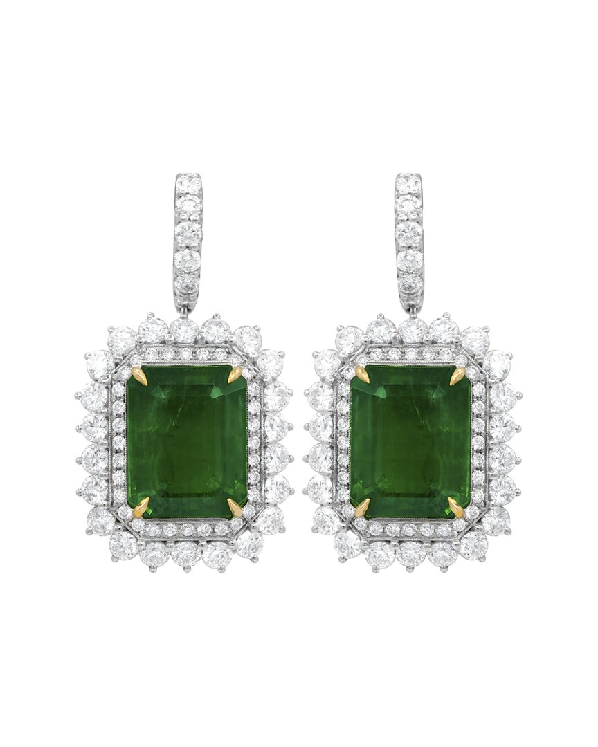Diana M. Fine Jewelry 18k 5.70 Ct. Tw. Diamond & Emerald Earrings