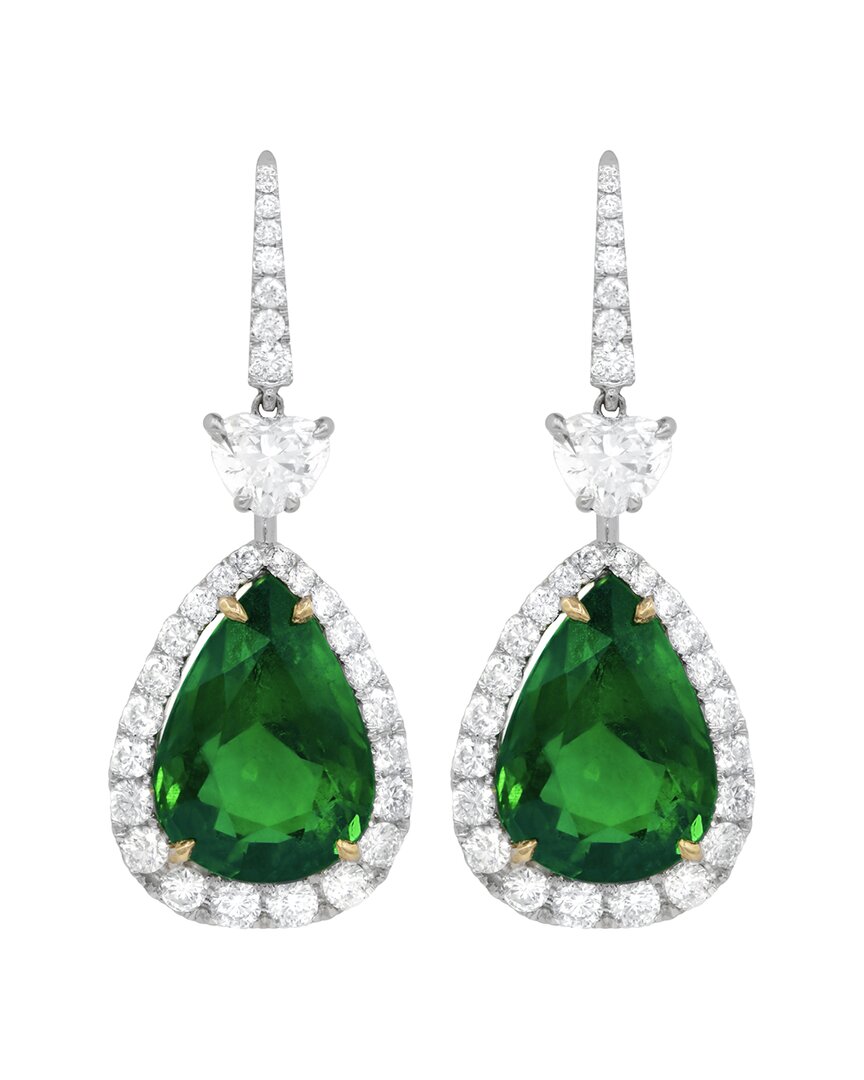 Diana M. Fine Jewelry 18k 3.76 Ct. Tw. Diamond & Emerald Earrings