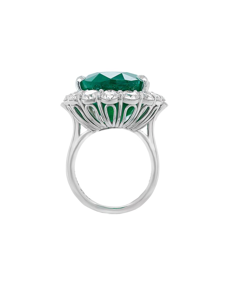 Diana M. Fine Jewelry Platinum 28.23 Ct. Tw. Diamond & Emerald Ring