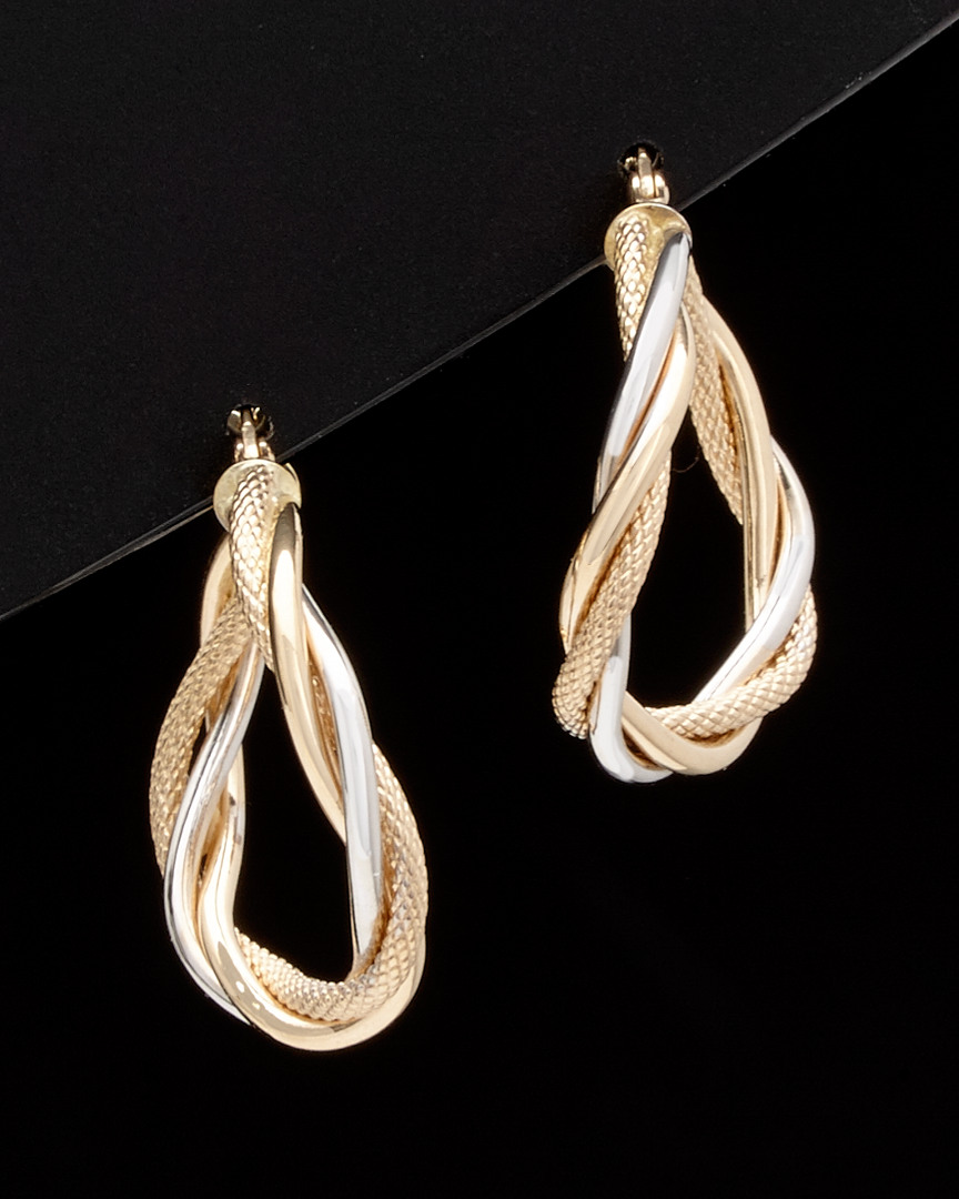Italian Gold Two-tone Intertwined Twisted Hoops