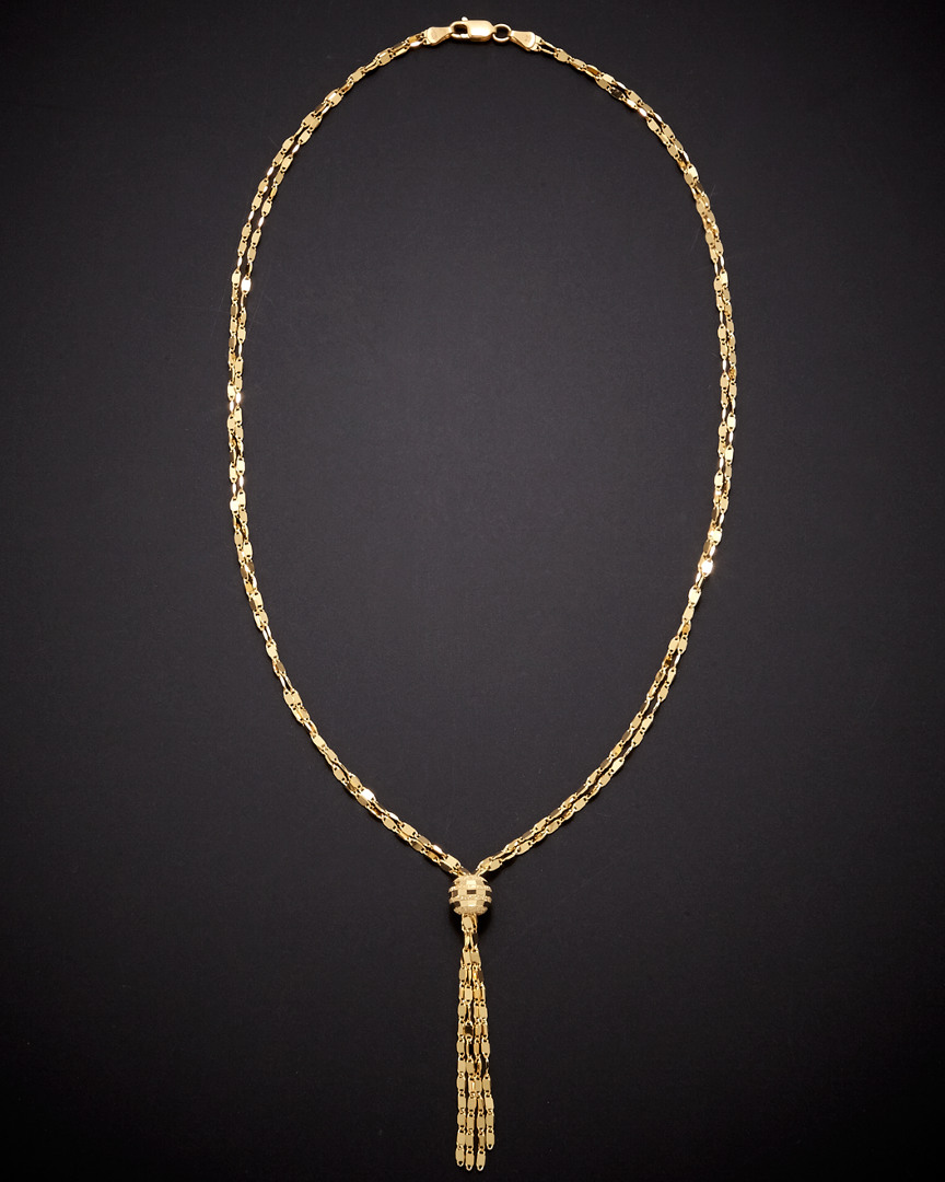 Italian Gold Double Strand Lariat Necklace