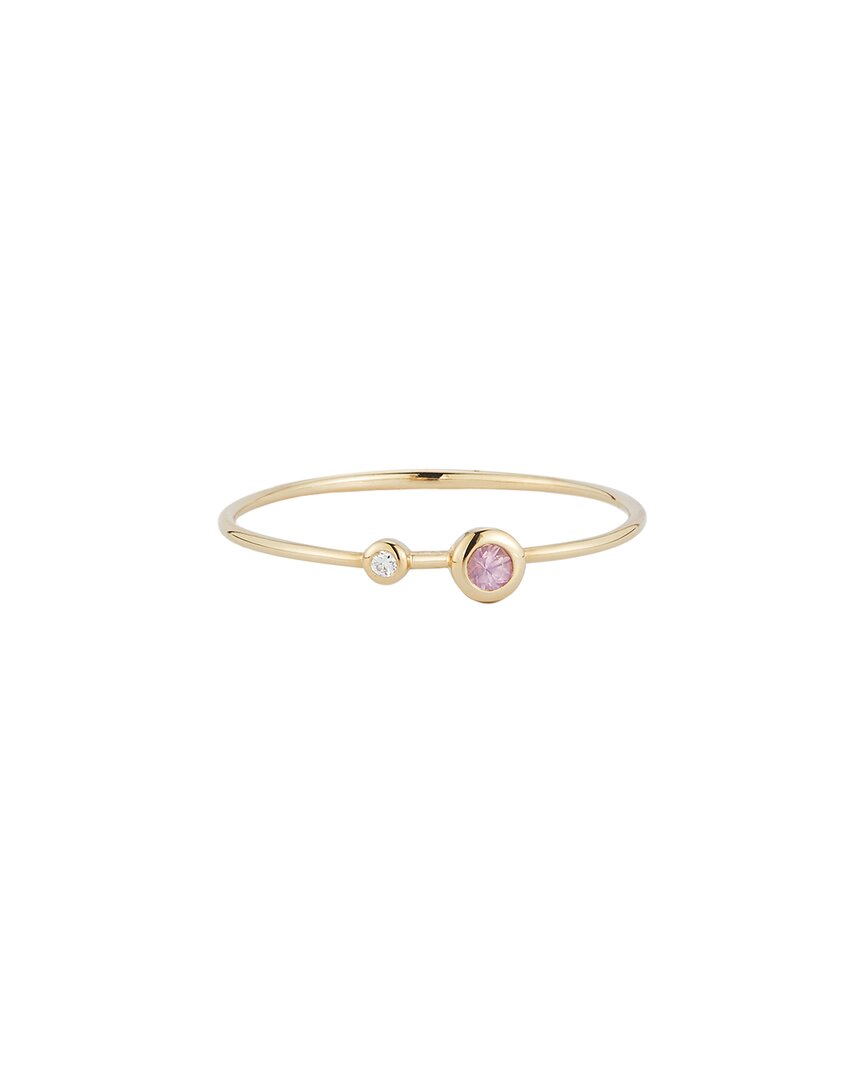 Nephora 14k 0.01 Ct. Tw. Diamond & Pink Sapphires Ring