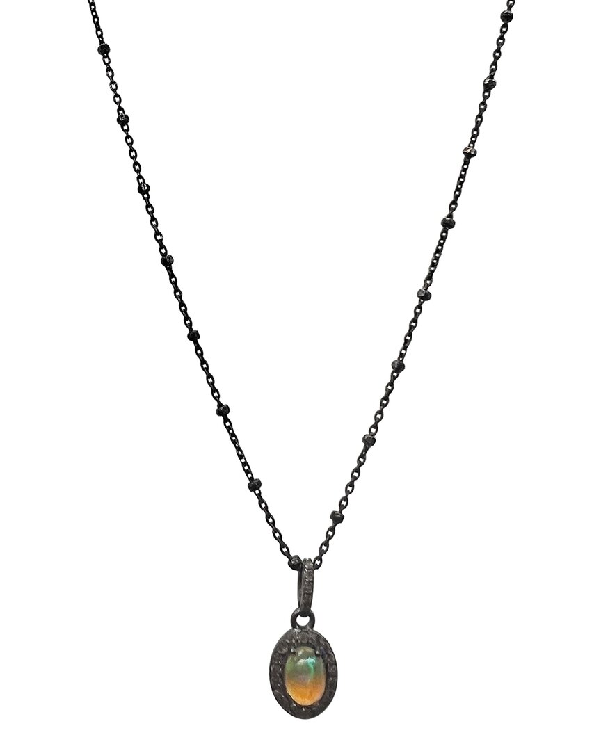 Adornia Fine Jewelry Silver 2.10 Ct. Tw. Diamond & Opal Pendant Necklace
