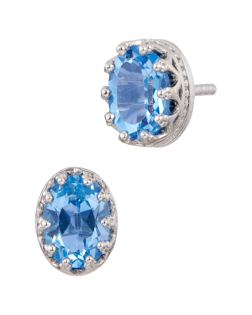 Savvy Cie Sterling Silver .925 2.00tcw Swiss Blue Topaz Stud In Silver