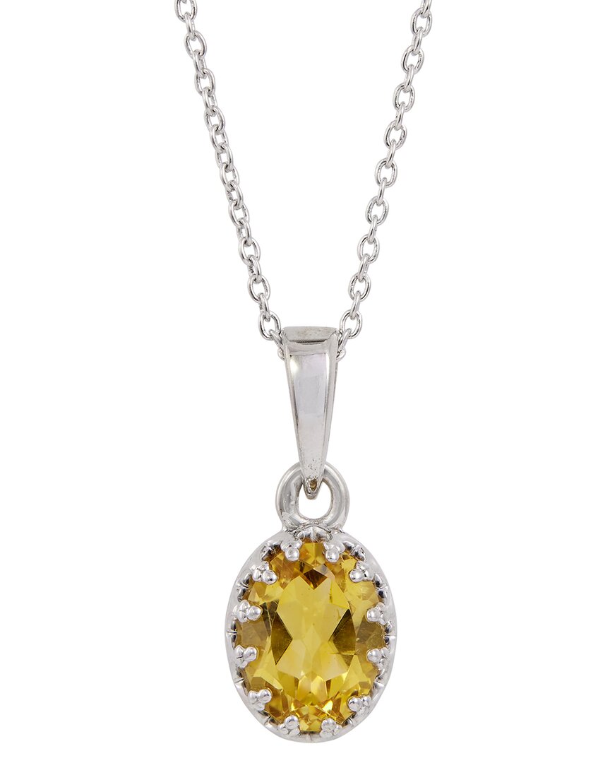 Savvy Cie Silver 1.10 Ct. Tw. Citrine Pendant Necklace In Silver