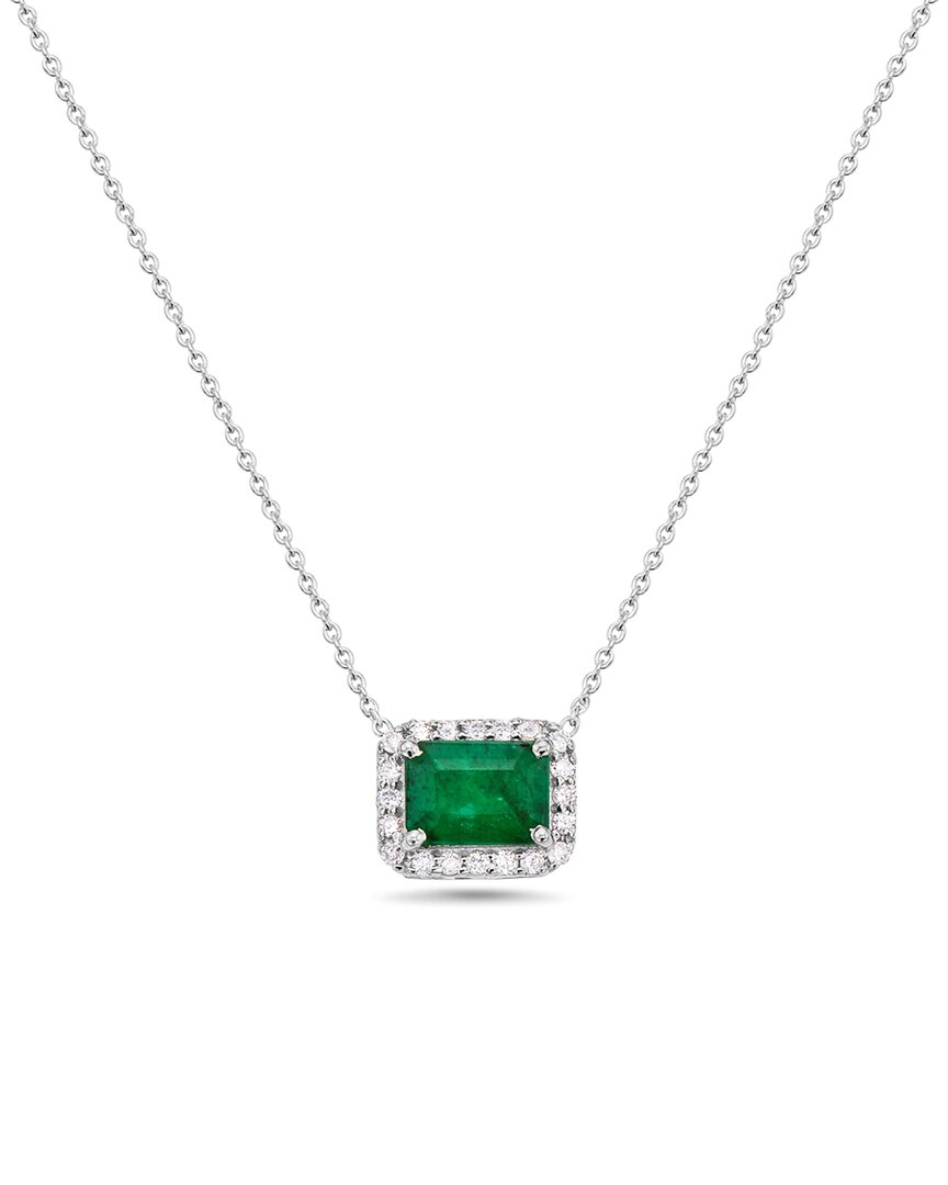 Shop Forever Creations Signature Forever Creations 14k 1.07 Ct. Tw. Diamond & Emerald Halo Necklace