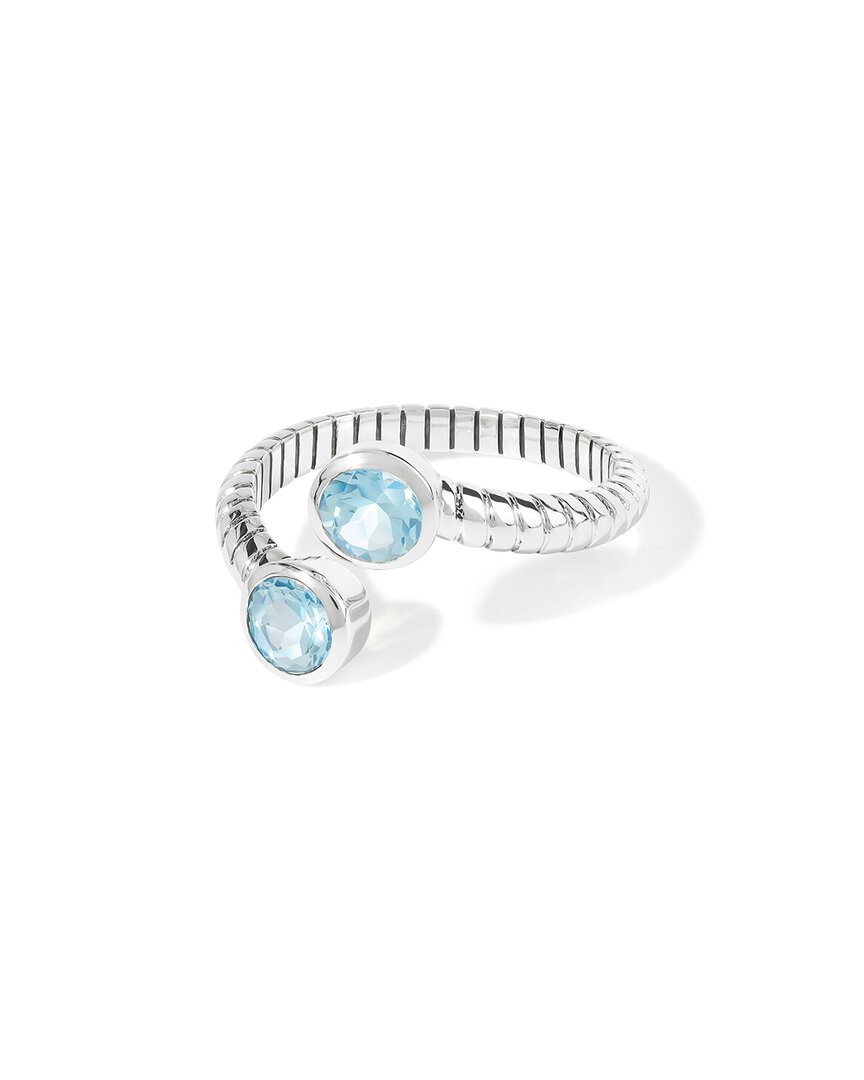 Tiramisu Silver 1.05 Ct. Tw. Blue Topaz Bypass Ring In Silver