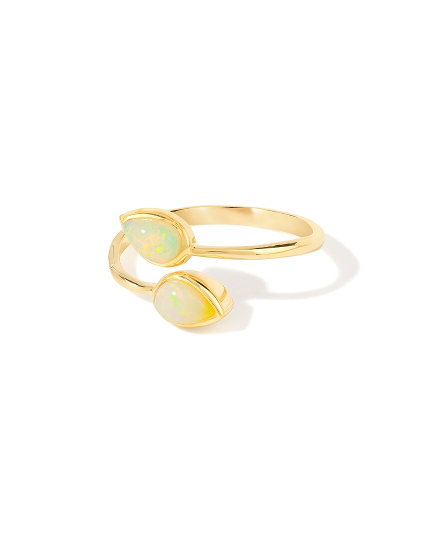 Tiramisu 14k Over Silver 1.03 Ct. Tw. Ethiopian Opal Bypass Ring In Gold