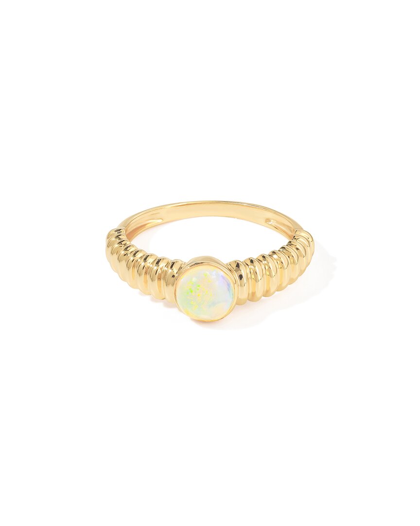 Tiramisu 14k Over Silver 0.62 Ct. Tw. Ethiopian Opal Solitaire Ring In Gold