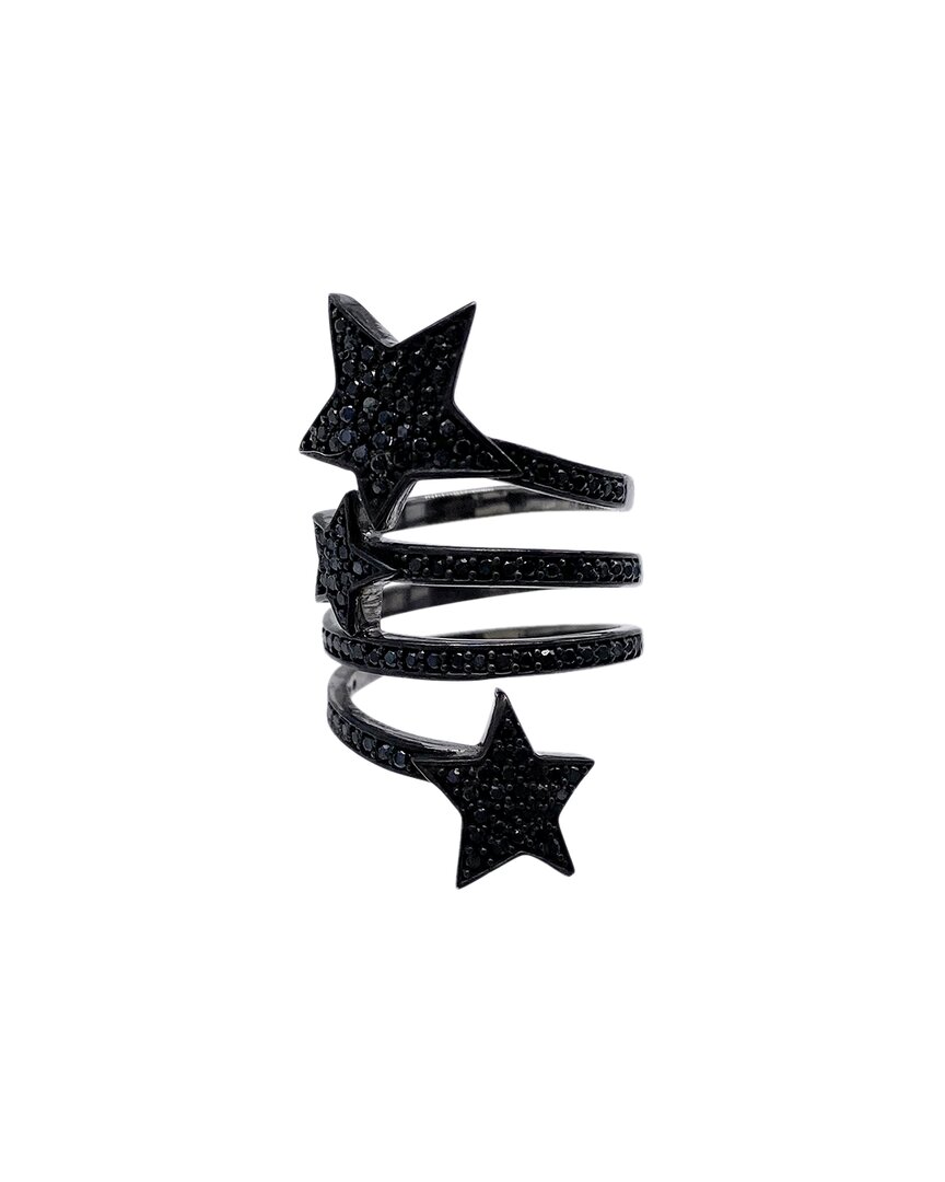 ADORNIA FINE ADORNIA FINE JEWELRY SILVER 1.30 CT. TW. BLACK SPINEL SHOOTING STAR RING