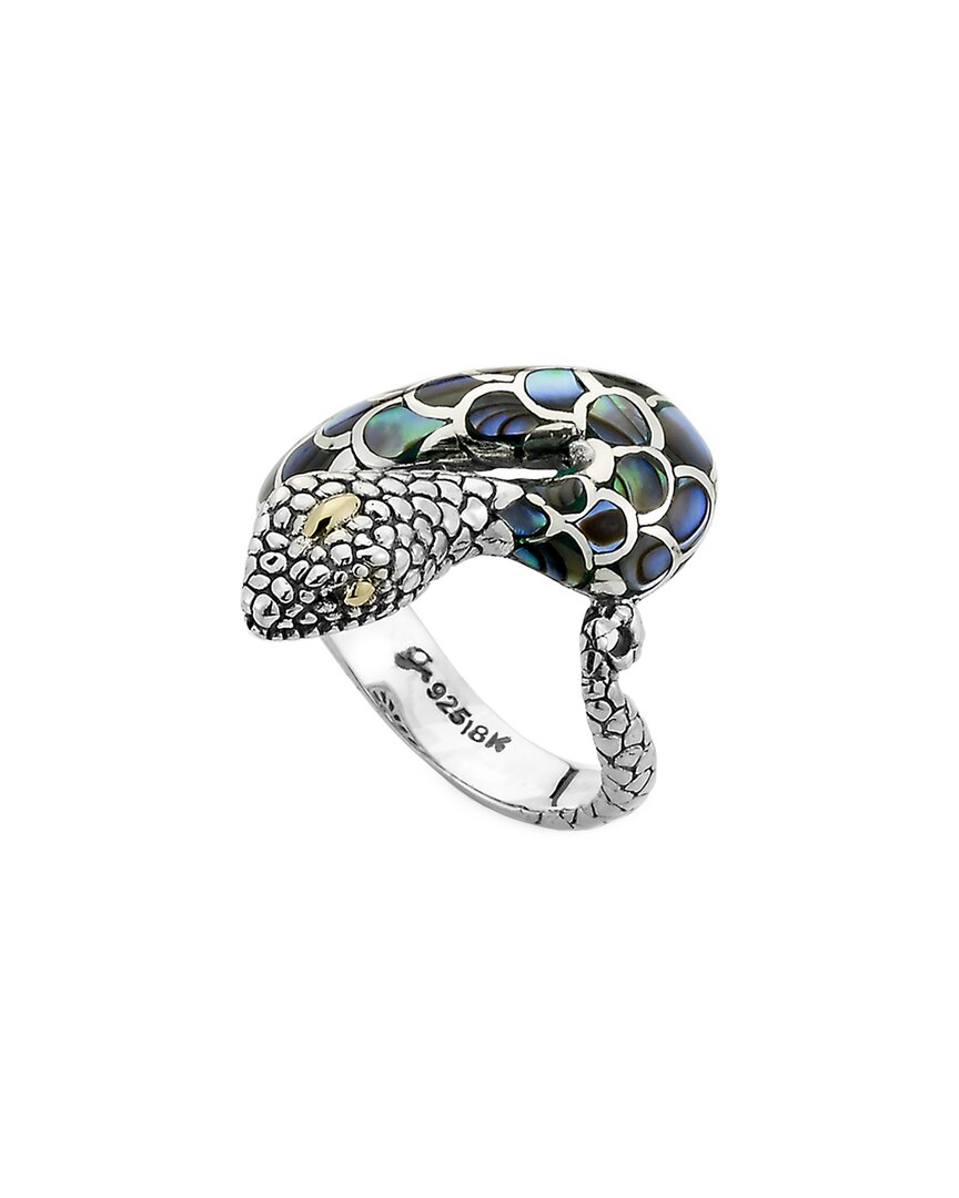 Samuel B. 18k & Silver Abalone Snake Ring