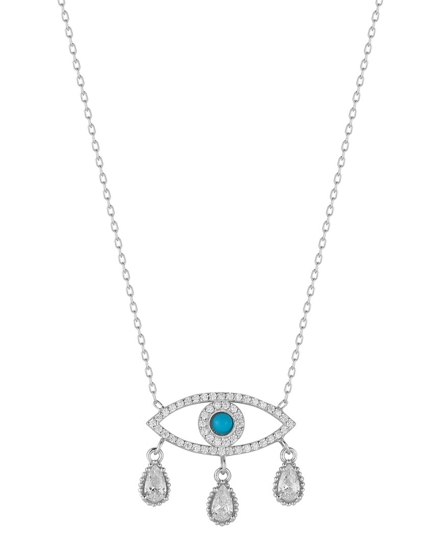 Sphera Milano Silver Turquoise Cz Evil Eye Necklace