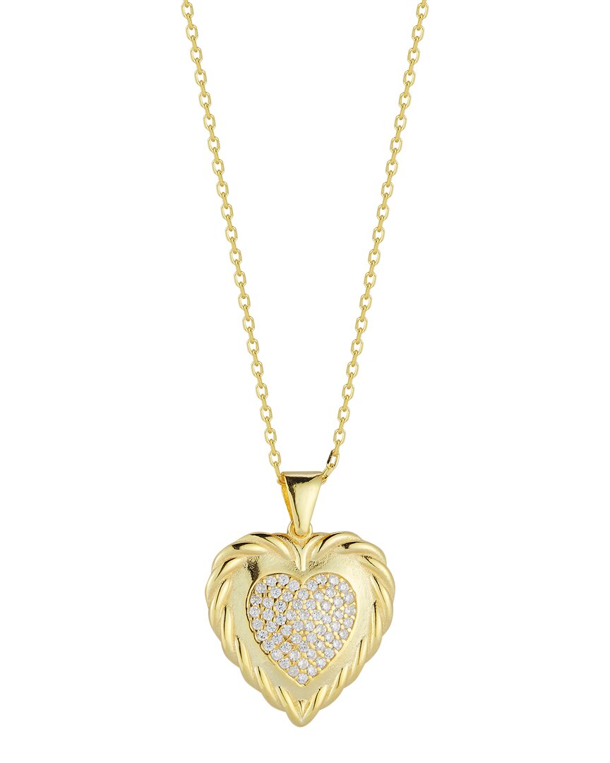 Sphera Milano 14k Over Silver Cz Heart Necklace