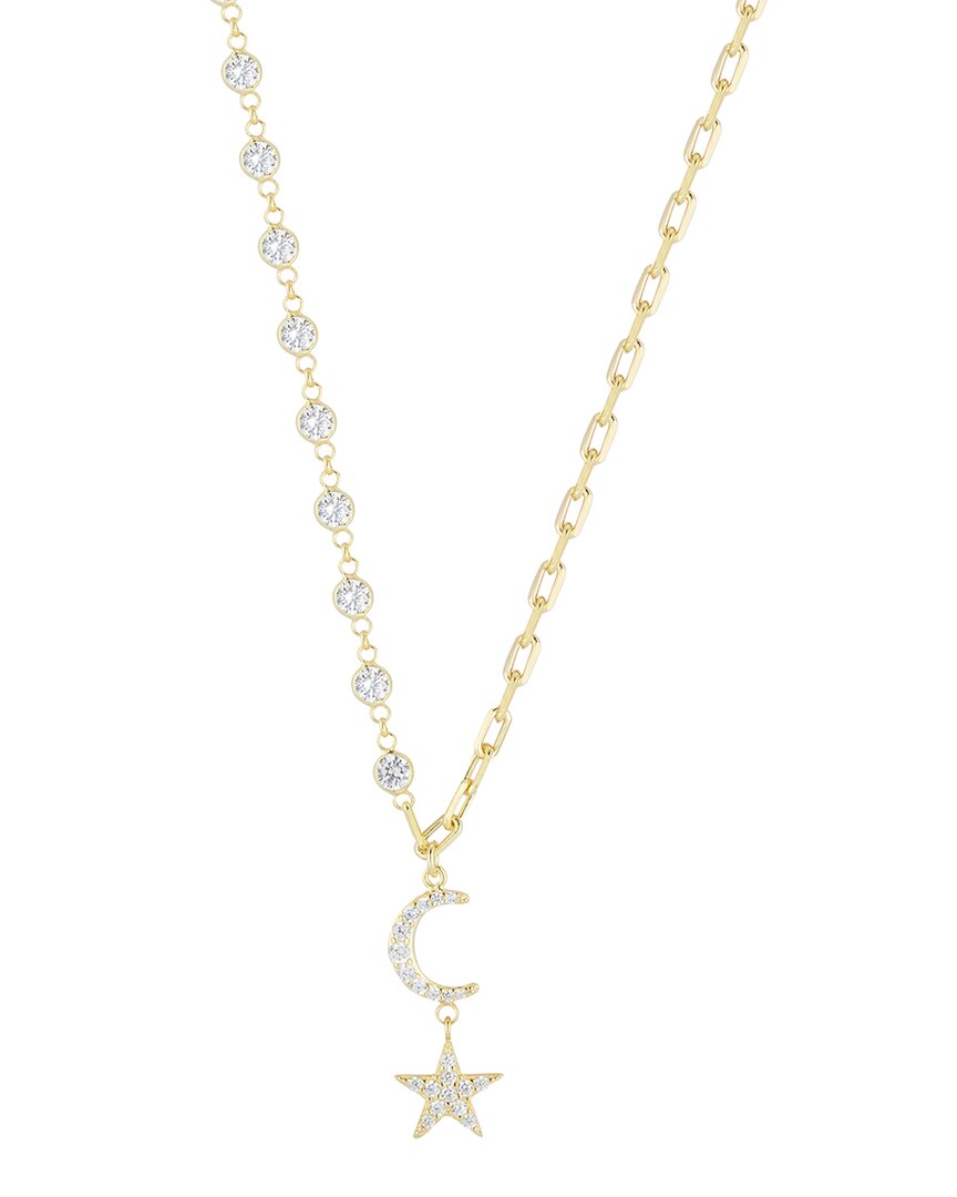 Sphera Milano 14k Over Silver Cz Star And Moon Necklace