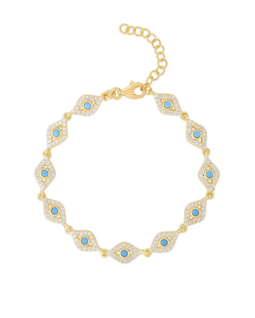 Sphera Milano 14k Over Silver Turquoise Cz Evil Eye Bracelet