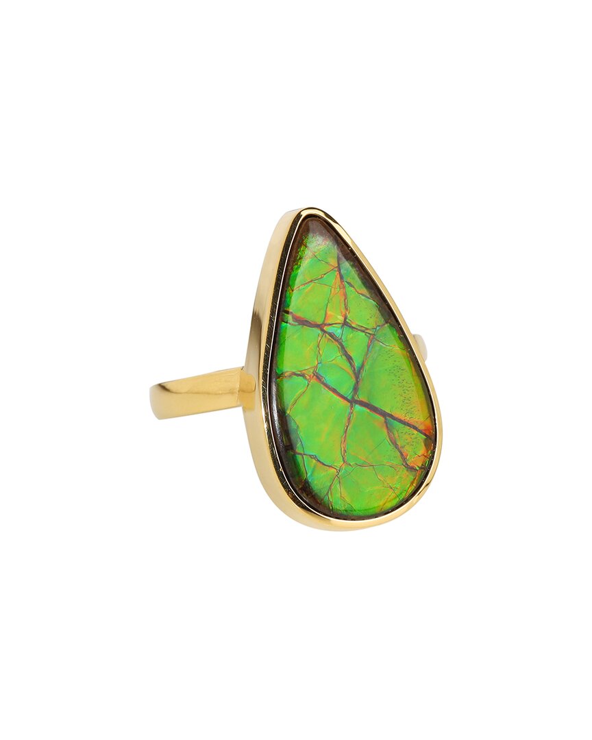 Shop Tiramisu 14k Over Silver 6.30 Ct. Tw. Ammolite Ring