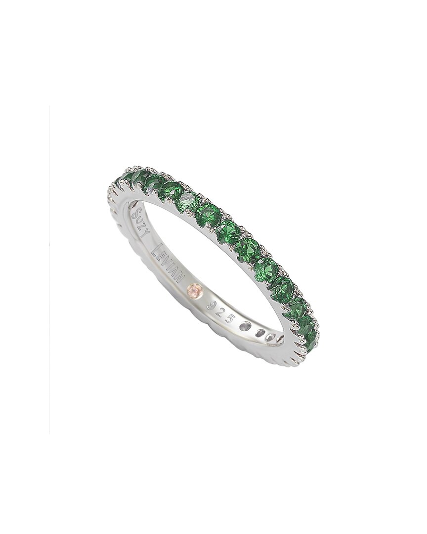 Suzy Levian Silver Cz Stackable Ring No Color No C In Green