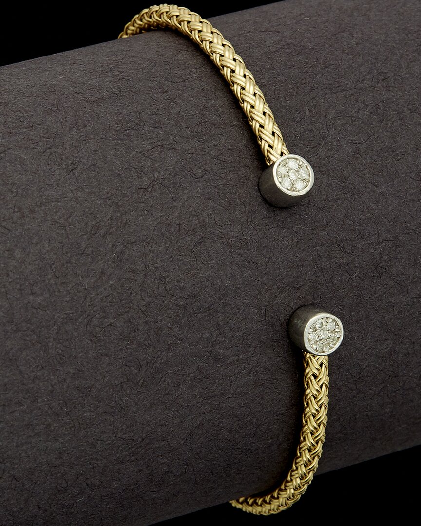 Meshmerise 18k Over Silver 0.15 Ct. Tw. Diamond Mesh Cuff Bracelet In Gold