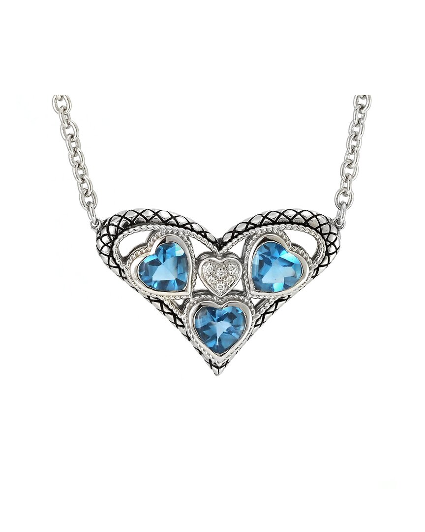 Andrea Candela Andréa Candela Amante Silver 3.92 Ct. Tw. Diamond & Black Topaz Heart Necklace