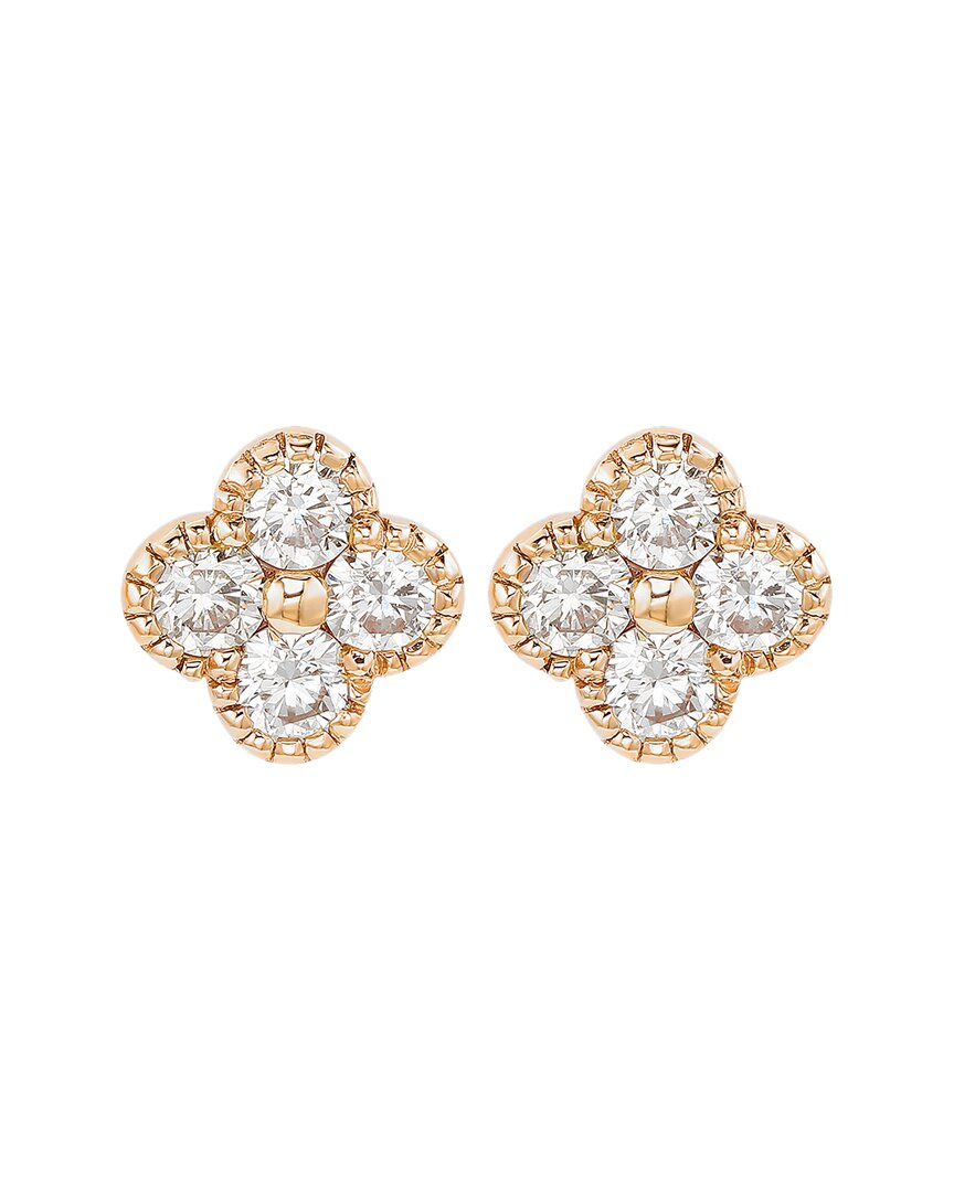Suzy Levian 14k Rose Gold 0.70 Ct. Tw. Diamond Clover Studs