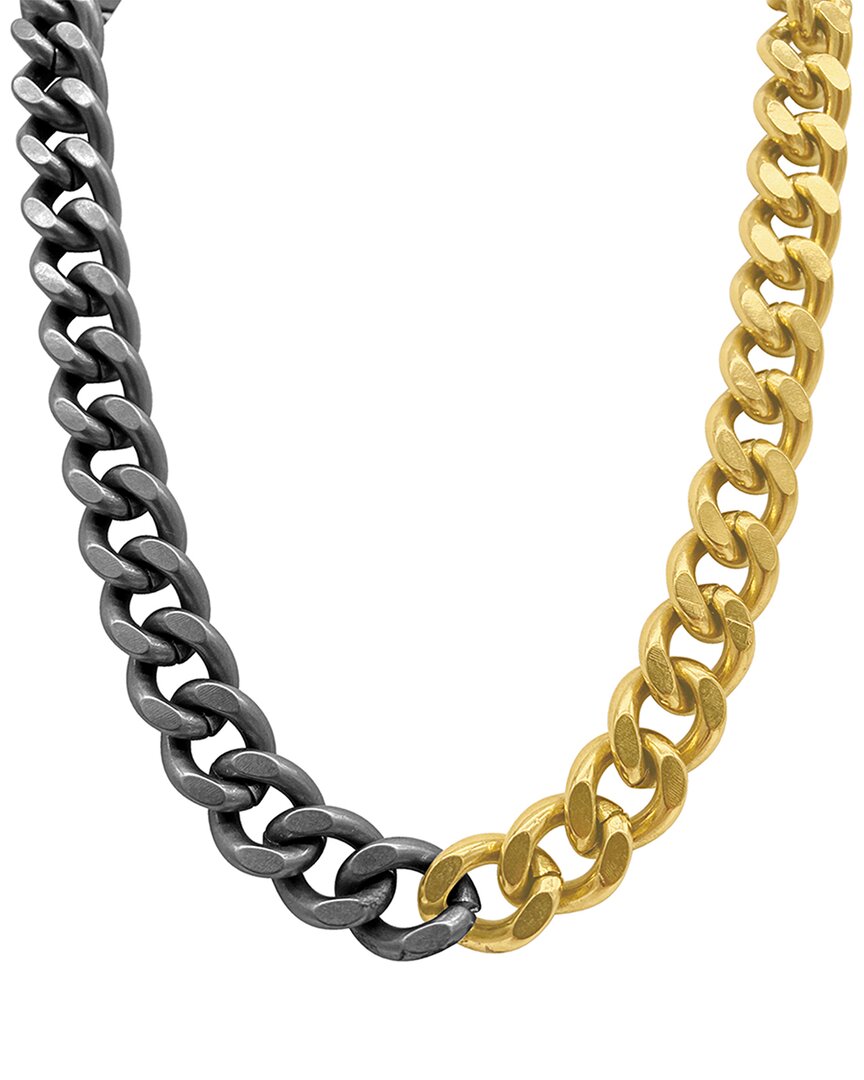 Adornia 14k Plated Water-resistant Mixed Curb Chain Necklace In Gold