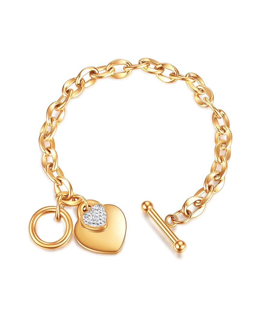 Liv Oliver 18k Gold Heart Charm Embellished Bracelet