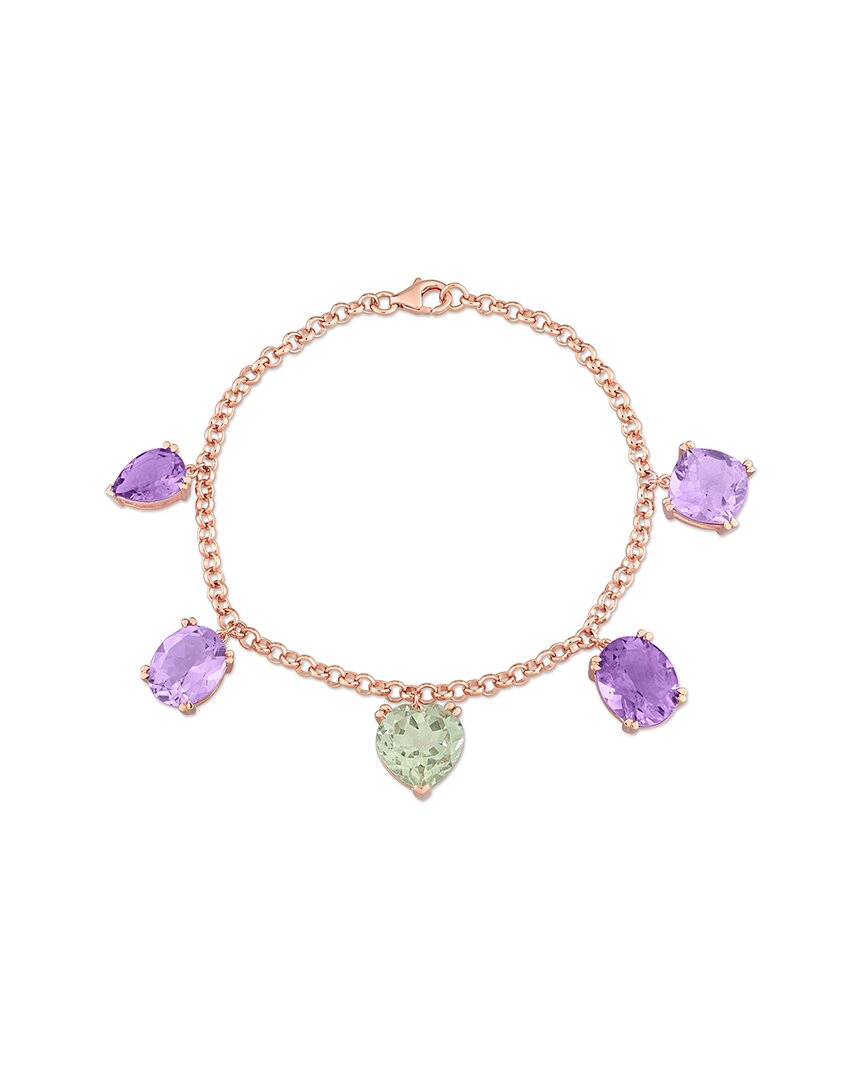 Rina Limor Rose Gold Vermeil Silver 17.27 Ct. Tw. Amethyst & Green Quartz Station Bracelet