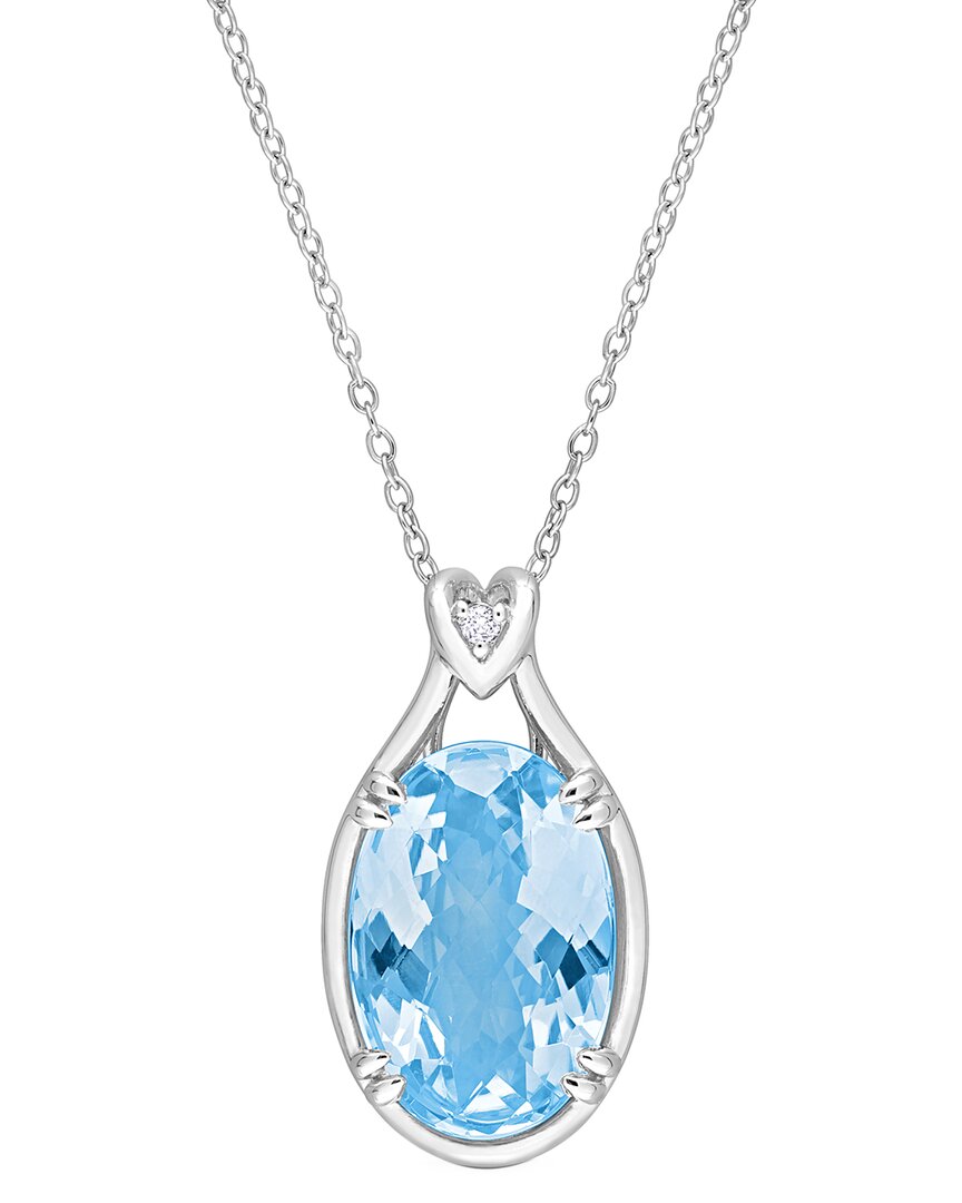 Rina Limor Silver 13.54 Ct. Tw. Sky Blue & White Topaz Solitaire Pendant  Necklace