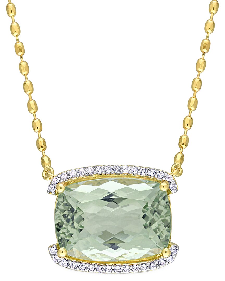 Rina Limor Gold Over Silver Silver 16.64 Ct. Tw. Green Quartz & White Topaz Pendant Necklace