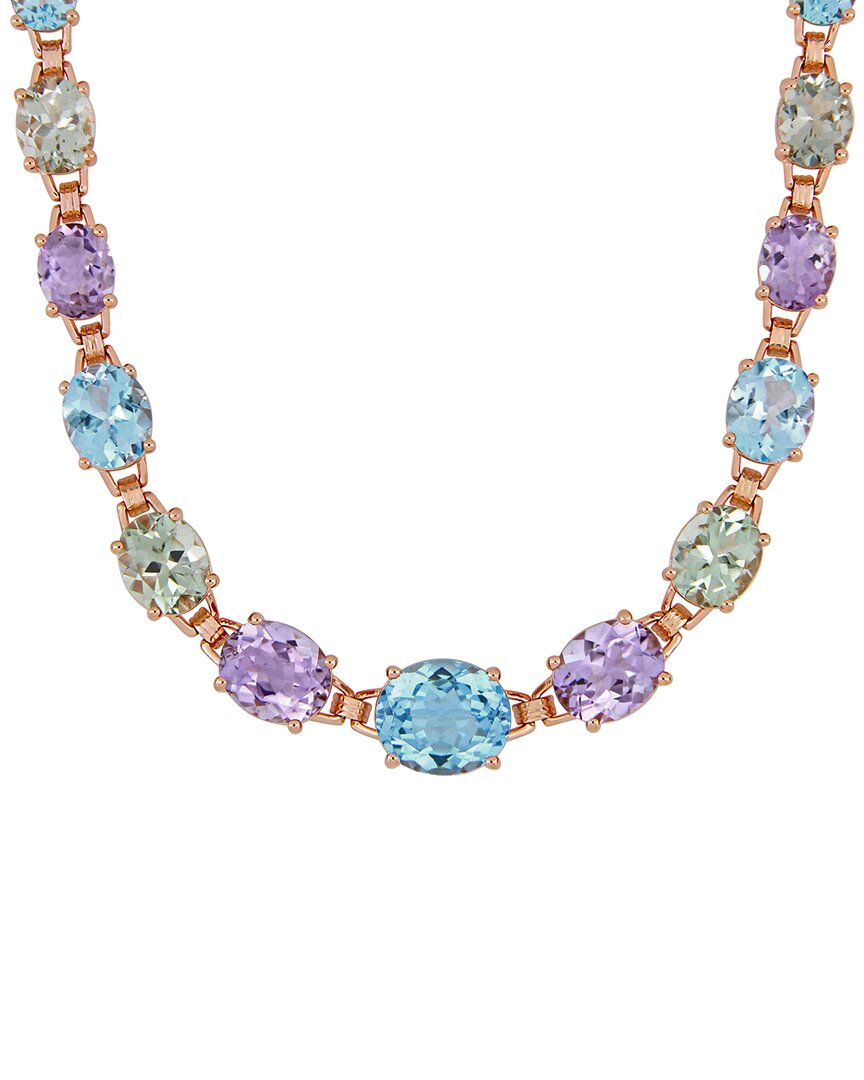 Rina Limor Rose Gold Vermeil Silver 68.96 Ct. Tw. Gemstone Link Necklace