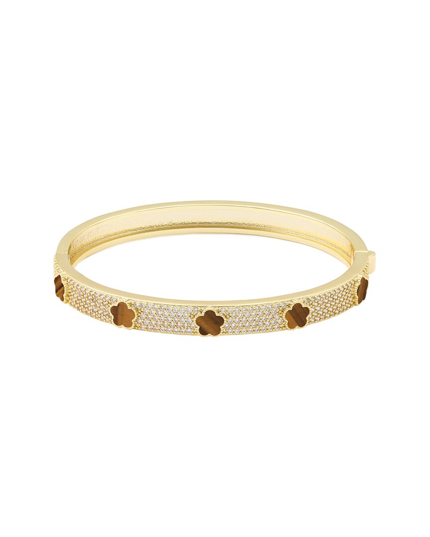 Jankuo 14k Plated Tiger Eye Cz Bangle Bracelet In Gold