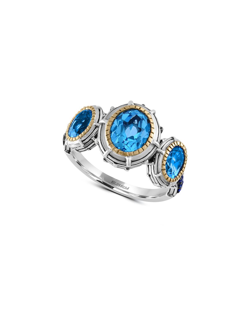 Effy Fine Jewelry Silver & 18k 2.90 Ct. Tw. Blue Topaz & Sapphire Statement Ring