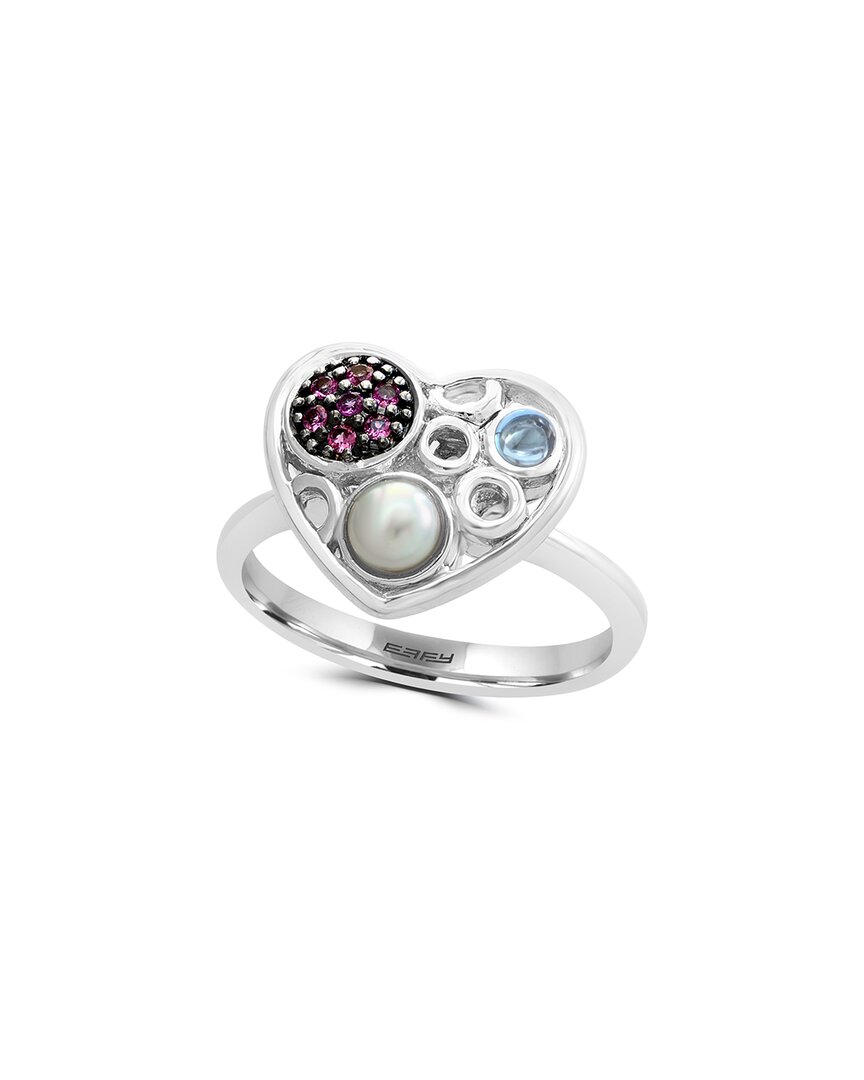 Effy Fine Jewelry Silver 0.16 Ct. Tw. Blue Topaz & Pink Tourmaline Statement Ring