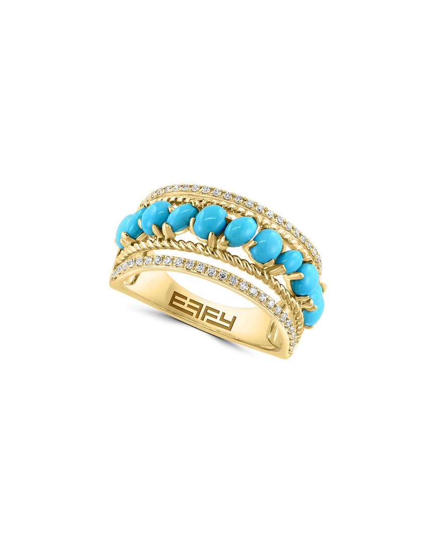 Effy Fine Jewelry 14k 1.80 Ct. Tw. Diamond & Turquoise Statement Ring