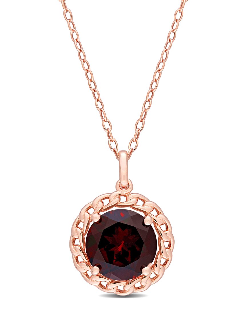 Rina Limor Plated 3.00 Ct. Tw. Garnet Halo Pendant Necklace