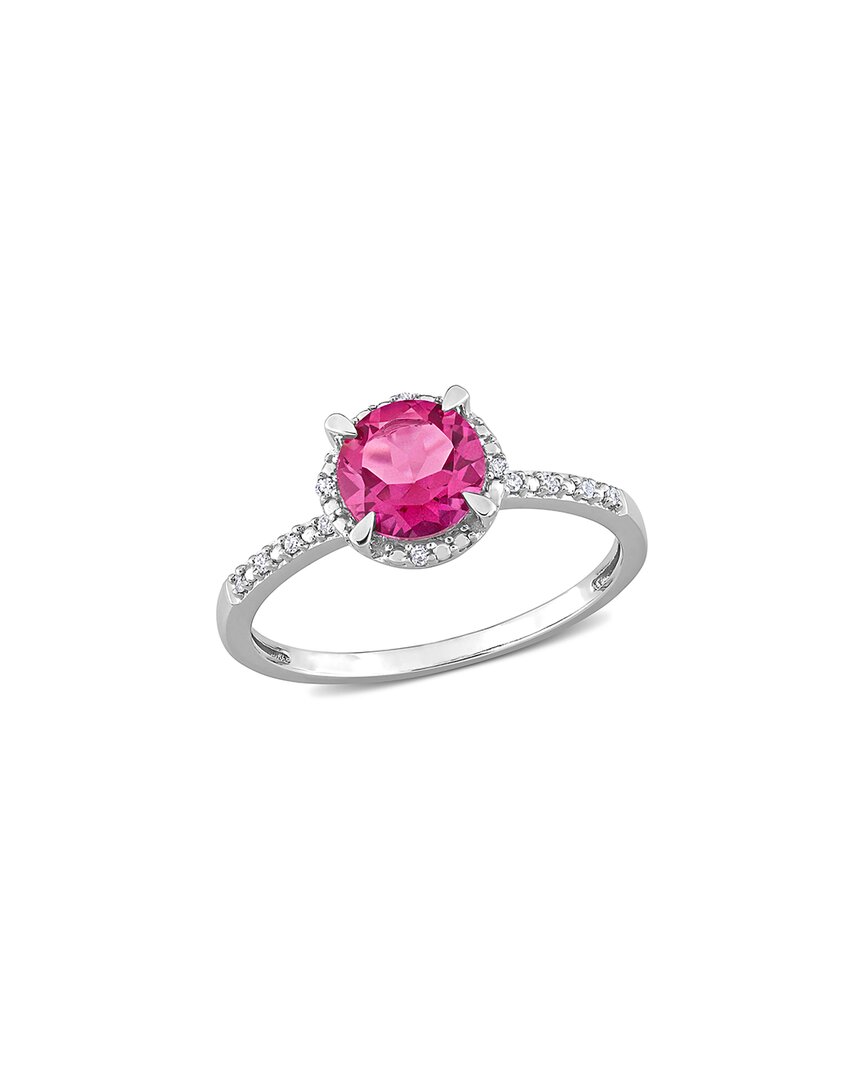 Rina Limor 10k 1.60 Ct. Tw. Diamond & Pink Topaz Halo Ring