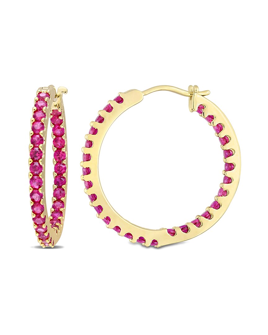 Rina Limor 10k 2.80 Ct. Tw. Created Ruby Inside Outside Hoops